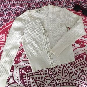 Off White Tommy Hilfiger Zip Up Sweater